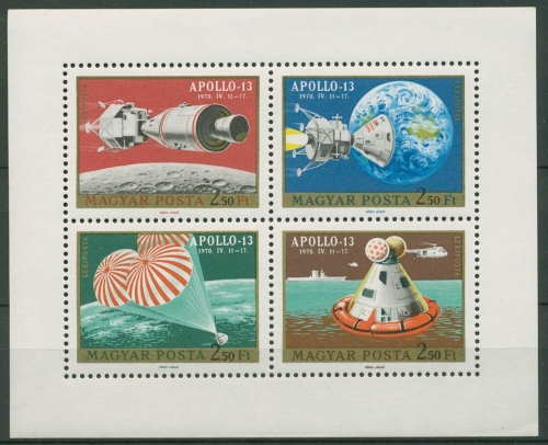 Ungarn 1970 APOLLO 13 Kleinbogen 2594/97 A K postfrisch (C92801)