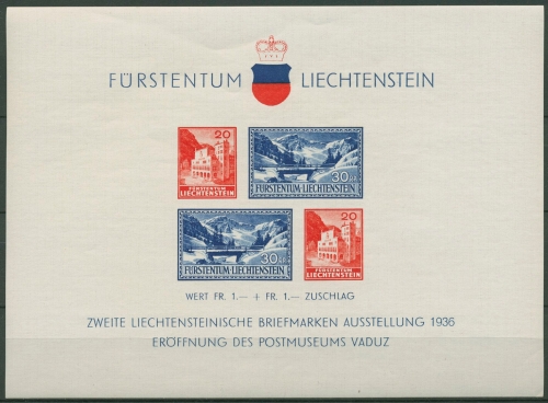 Liechtenstein 1936 Postmuseum Vaduz Block 2 postfrisch (C92879)