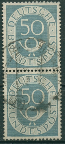 Bund 1951 Posthorn Bogenmarken 134 senkrechtes Paar gestempelt