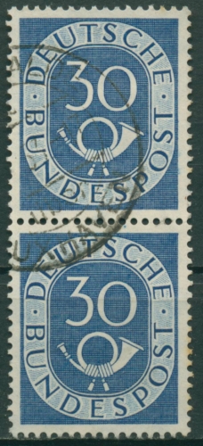 Bund 1951 Posthorn Bogenmarken 132 senkrechtes Paar gestempelt