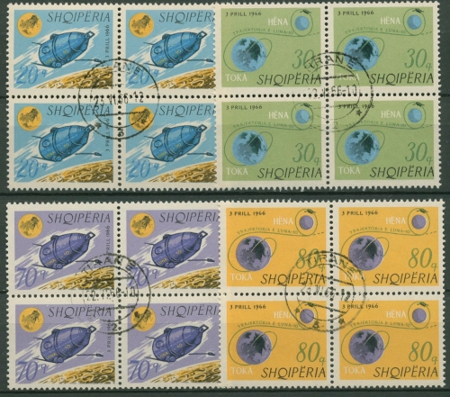 Albanien 1966 Mondsonde Luna 10 1067/70 4er-Block gestempelt (C92984)