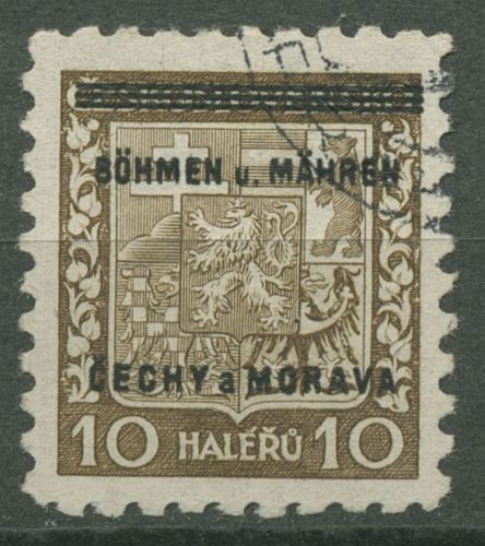 Böhmen und Mähren 1939 Marke mit Aufdruck 2 gestempelt