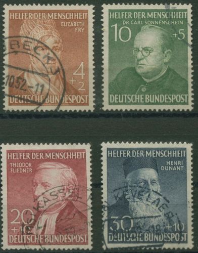 Bund 1952 Wohlfahrt 156/59 gestempelt, kl. Zahnfehler (R81127)