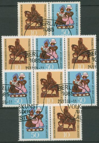 DDR 1969 Volkskunst 1521 + 1523 ZD alle Kombinationen mit Sonderstempel (SG29)