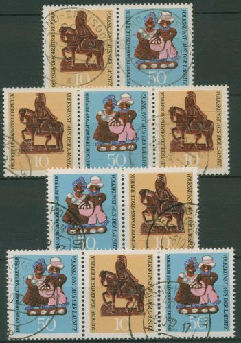DDR 1969 Volkskunst 1521 + 1523 ZD alle Kombinationen gestempelt (SG31190)