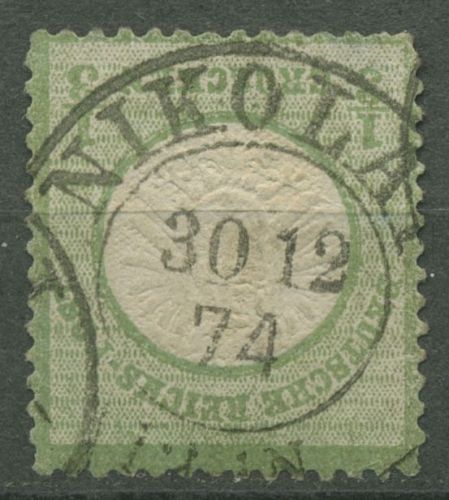 Dt. Reich 1872 gr. Brustschild 17 a mit Stempel PR-K2 NIKOLAI, dünne Stelle