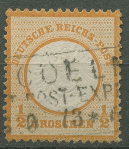 Deutsches Reich 1872 Adler mit großem Brustschild 18 gestempelt, dünne Stelle
