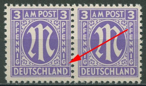 Bizone 1945 Am. Druck mit Plattenfehler 1 z f 26 A, Papier z postfrisch