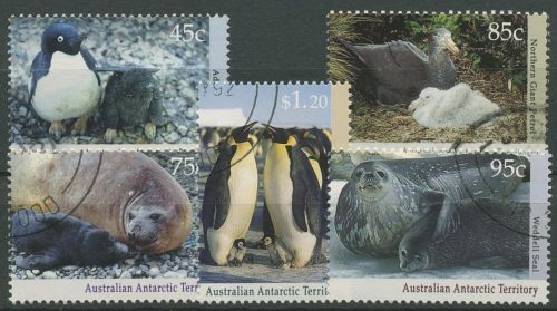 Austral. Antarktis 1992 Tiere Pinguine See-Elefant Weddellrobbe 90/94 gestempelt