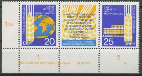 DDR 1970 Getreide und Brot 1575/76 ZD mit Druckvermerk W Zd 224 DV 4 postfrisch