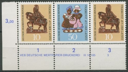 DDR 1969 Volkskunst 1521 + 1523 ZD Ecke Druckvermerk W Zd 212 DV 3 postfrisch