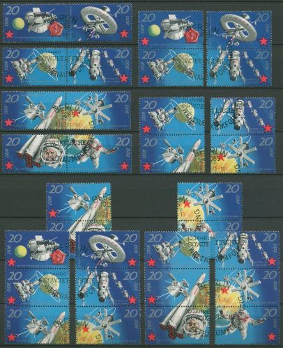 DDR 1971 Bemannte Weltraumflüge 1636/43 ZD alle Kombinationen mit SSt (SG31204)