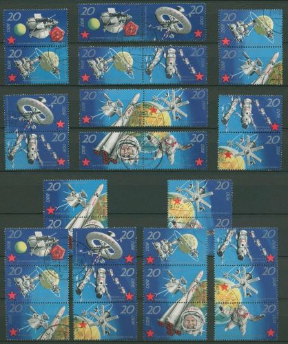 DDR 1971 Bemannte Weltraumflüge 1636/43 ZD alle Kombinationen gestempelt (SG31)