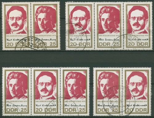 DDR 1971 Liebknecht Luxemburg 1650/51 ZD alle Kombinationen gestempelt (SG31206)