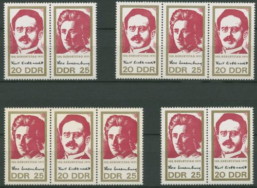 DDR 1971 Liebknecht Luxemburg 1650/51 ZD alle Kombinationen postfrischt (SG32)