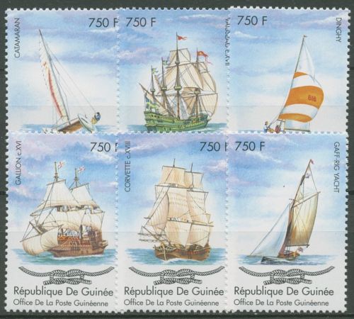 Guinea 2002 Segelschifffahrt Segelsport 3621/26 postfrisch