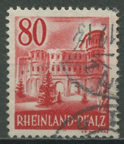 Französische Zone Rheinland-Pfalz 1948 Porta Nigra Type VI, 40 y VI gestempelt