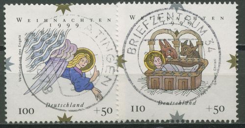 Bund 1999 Weihnachten Zeichnungen 2084/85 gestempelt