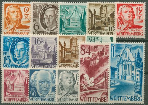Französische Zone: Württemberg 1948 Persönlichkeiten/Ansichten 14/27 postfrisch