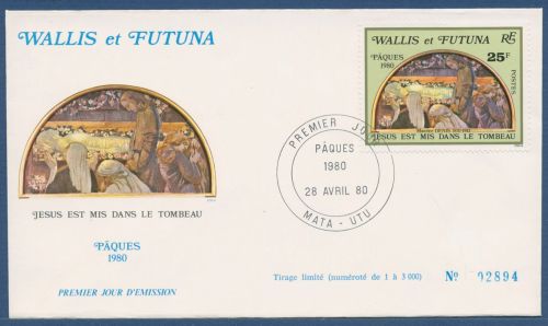 Wallis und Futuna 1980 Ostern Grablegung Christi Gemälde 373 FDC (X41646)