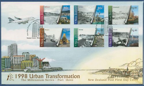 Neuseeland 1998 Städtebauliche Entwicklung Stadtansichten 1729/34 FDC (X41650)