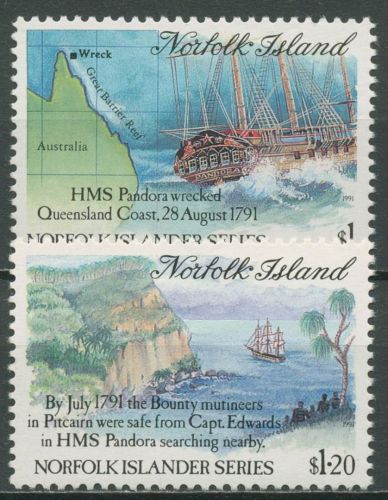 Norfolk-Insel 1991 Meuterei auf der Bounty Schiffe 506/07 postfrisch