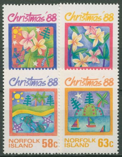 Norfolk-Insel 1988 Weihnachten Gemälde Blumen 443/46 postfrisch