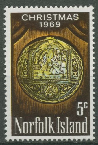 Norfolk-Insel 1969 Weihnachten gravierte Perlmuttplakette 104 postfrisch