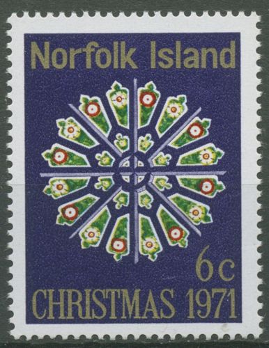 Norfolk-Insel 1971 Weihnachten Fenster-Rosette St. Barnabas-Kapelle 128 postfrisch