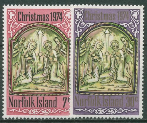 Norfolk-Insel 1974 Weihnachten Geburt Christi Perlmuttrelief 158/59 postfrisch