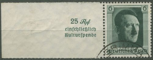 Deutsches Reich 1937 A. Hitler Einzelmarke 648 aus Block 9 gestempelt