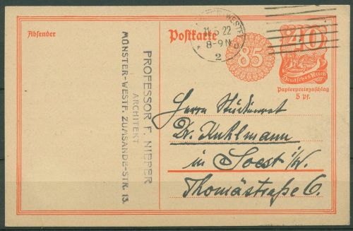 Deutsches Reich 1921 Postreiter Postkarte P 153 I gebraucht (X41396)