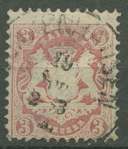 Bayern 1870 Staatswappen 3 Kreuzer 23 Y gestempelt