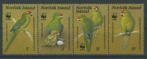 Norfolk-Insel 1987 WWF Naturschutz Laufsittich 421/24 ZD postfrisch
