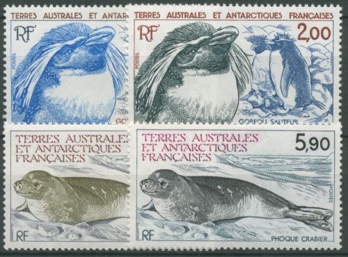 Franz. Antarktis 1984 Tiere d. Antarktis Robbe Felsenpinguin 184/87 postfrisch