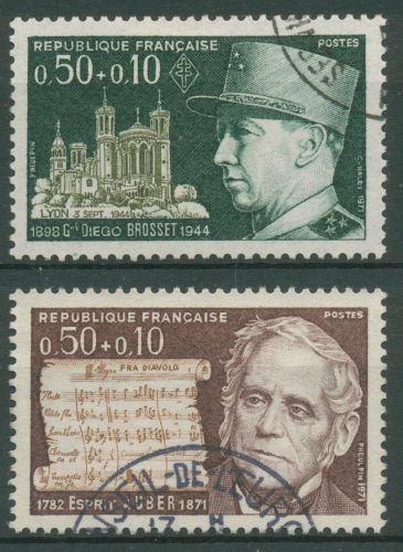 Frankreich 1971 Persönlichkeiten 1741/42 gestempelt