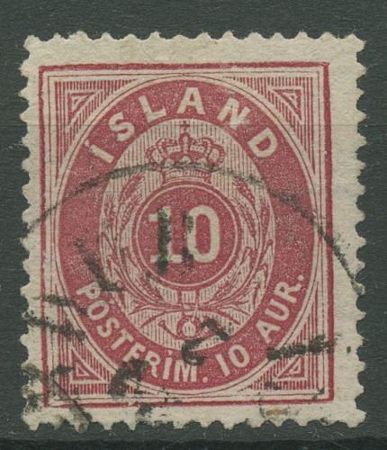Island 1876 Ziffer mit Krone im Oval 8 A gestempelt