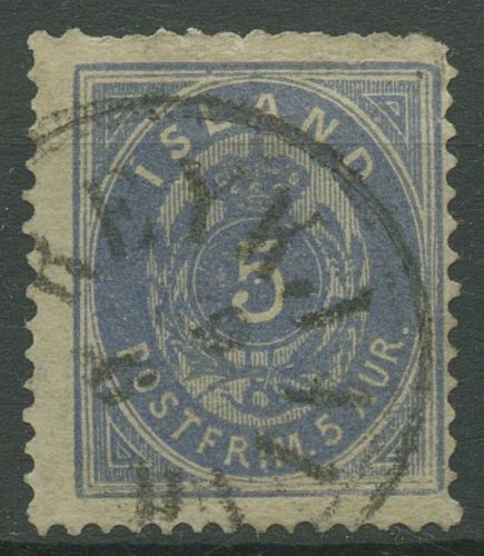 Island 1876 Ziffer mit Krone im Oval 6 A gestempelt, Mängel