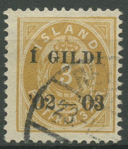 Island 1902 Ziffer mit Krone im Oval, mit Aufdruck, 24 B gestempelt