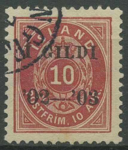 Island 1902 Ziffer mit Krone im Oval, mit Aufdruck, 28 B gestempelt
