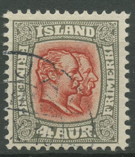 Island 1907/1908 König Christian IX. und König Frederik VIII. 50 gestempelt
