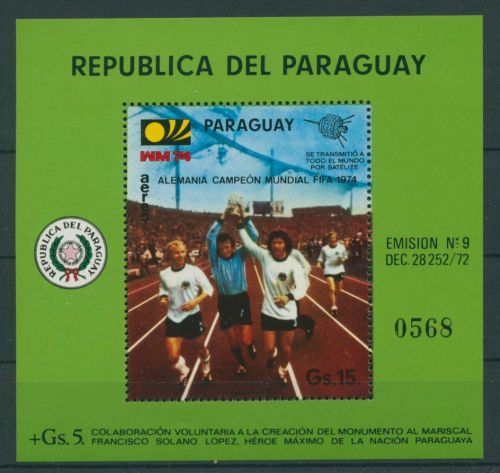 Paraguay 1974 Fußball-WM Deutschland Block 235 postfrisch (C22623)