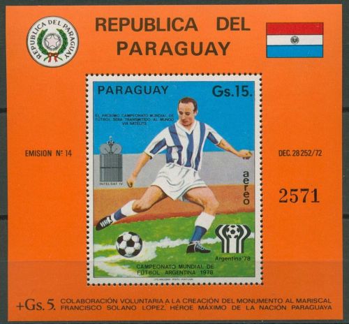 Paraguay 1975 Fußballspieler Block 257 postfrisch (C80531)
