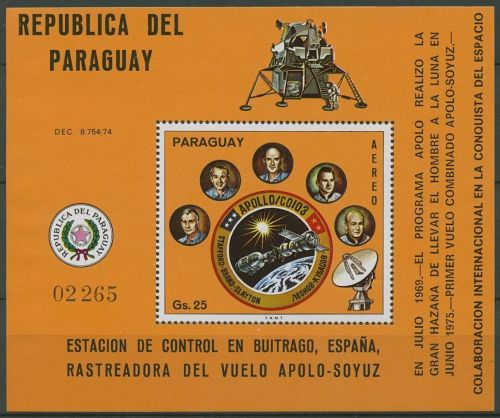 Paraguay 1976 APOLLO - SOJUS Weltraumunternehmen Block 272 postfrisch (C18791)