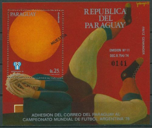 Paraguay 1977 Fußball-WM Argentinien Block 310 Muster postfrisch (C67045)