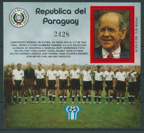 Paraguay 1978 Fußball-WM Argentinien, S. Herberger Block 313 postfrisch (C22644)