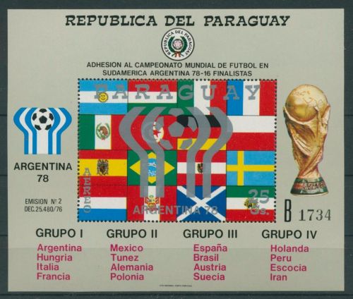 Paraguay 1978 Fußball-WM Argentinien Block 320 postfrisch (C22648)