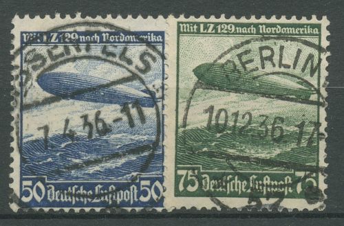 Deutsches Reich 1936 Luftschiff Hindenburg 606/07 X mit TOP-Stempel