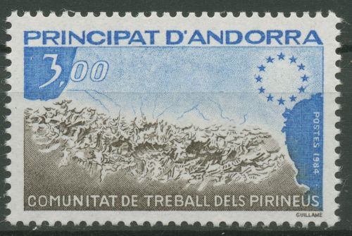 Andorra (frz.) 1984 Pyrenäen-Arbeitsgemeinschaft Landkarte 349 postfrisch