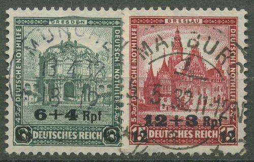 Deutsches Reich 1932 Deutsche Nothilfe Bauwerke mit Aufdruck 463/64 TOP-Stempel
